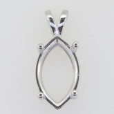 Sterling Silver Semi Mount Pendant Setting Marquise MQ 16x10mm White Topaz - Syzjewelry